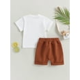 thumbnail image 4 of Bagilaanoe 2pcs Toddler Baby Boys Short Pants Set Short Sleeve Letter Print T-shirt Tops + Shorts 6M 12M 18M 24M 3T Kids Casual Summer Outfits, 4 of 8