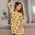 thumbnail image 3 of Disketp Coffee Plaid Sunflower para Camisón Corto de Manga Corta para Mujeres, Camisón Cómodo con Escote Redondo, Bonito y Confortable, 3 of 6