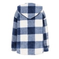 thumbnail image 4 of Women Cardigan Lady Winter Coat Plush Lined Flannel Conrast Color Plaid Print Outerwear Hooded Single-breasted Thick Loose Long Sleeves Jacket Women, 4 of 7