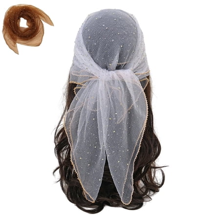 LKJYER Women s Glitter Decor Head Scarf Rhinestone Head Scarf Soft Glitter Rhinestone Long Scarf Shawls