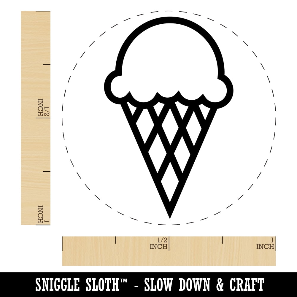 Ice Cream Cone Self-Inking Rubber Stamp Ink Stamper - Red Ink - Medium 1 Inch