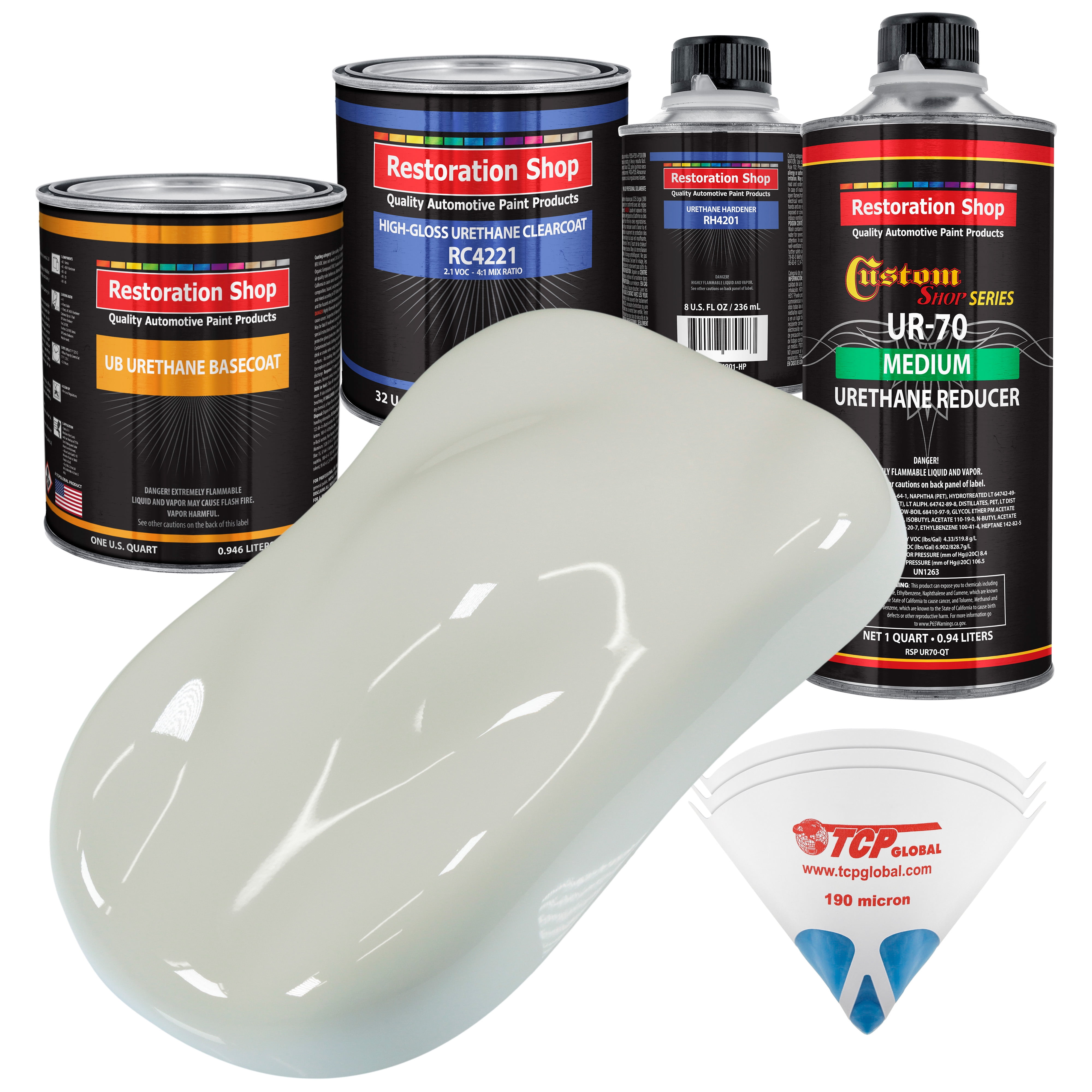 Arctic White Quart URETHANE BASECOAT CLEARCOAT Car Auto Body Paint Kit