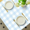 thumbnail image 3 of Spring Easter Tablecloth Rectangle, Flower Bunny & Eggs Buffalo Plaid Decorative Table Cloths Stain Resistant Fabric Table Cover for Dinner/Party/Picnic/Indoor/Outdoor (Grey, 60 x 84 Inch), 3 of 6