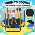 thumbnail image 6 of Fenbeli 60'' Kids Trampoline with Safety Net, Basketball Hoop & Dartboard, Indoor Outdoor Toddler Trampoline for Ages 1-8, 6 of 9