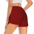 thumbnail image 3 of Vsdgher Maroon Print Women's Running Double Layer Shorts High Waisted with Pockets Elastic Yoga Workout Athletic Gym Sports, 3 of 8