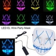 thumbnail image 3 of Halloween Mask Cosplay Led Costume Mask EL Wire Lights Up Party Club Mask, 3 of 5