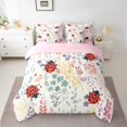 thumbnail image 2 of 7 Piece Ladybug Twin Bedding Set,Cute Reptile Ladybug Bed Set with Sheets,Colorful Floral Bed in a Bag Nature Country Flower Bed Comforter Set with Fitted+Flat Sheet+Pillowcases, 2 of 5