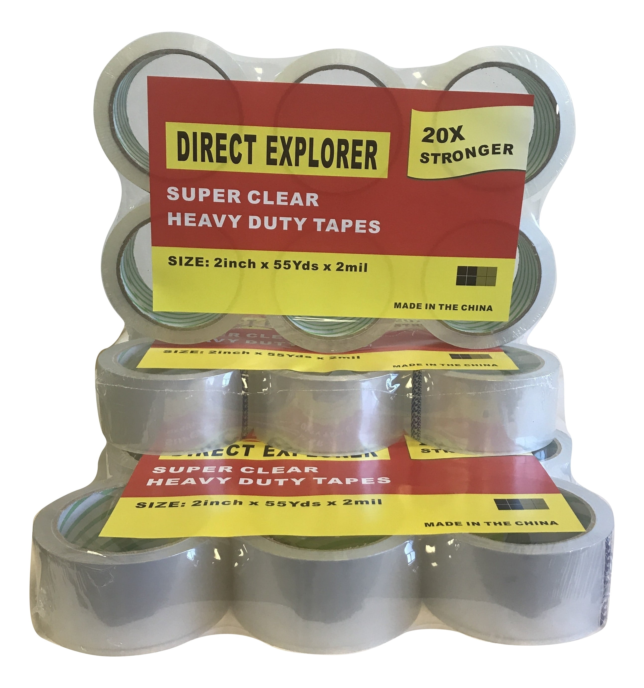Direct Explorer Brand - Premium Carton Packing Tape 55 yards 2 mil Thickness - Clear - 18 Rolls