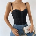 thumbnail image 6 of Baberdicy Camisole Tops for Women Womens Summer Lace Bustier Mesh Vintage Spaghetti Strap Open Back Boned Corset Going Out Party Crop Top, 6 of 9