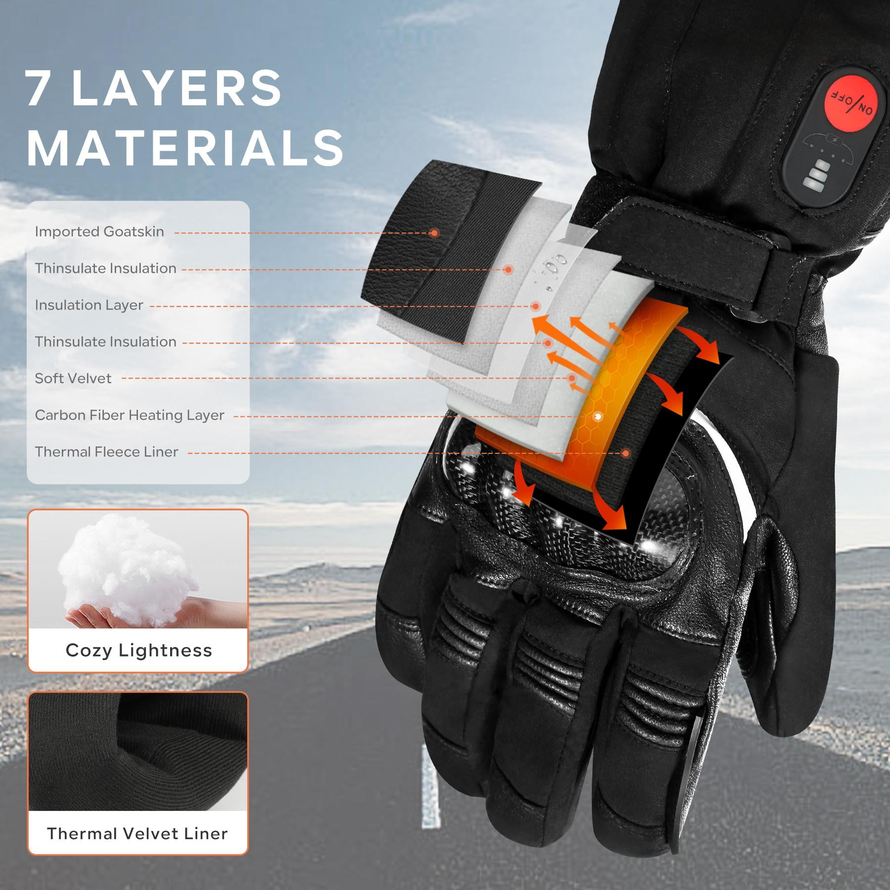 Snow Deer Heated Gloves for Men Women Rechargeable Electric Heated Gloves Heated Skiing Glove for Snowboarding Motocycle Gloves