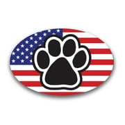 Magnet Me Up American Flag With Paw Print Oval Magnet Decal, 4x6 In, Vinyl Automotive Magnet
