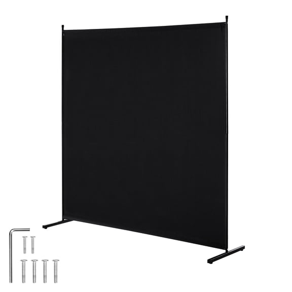Privacy Screen Room Divider, 6FT Freestanding Partition Panel for Office&Bedroom, Black Room Separation Divider