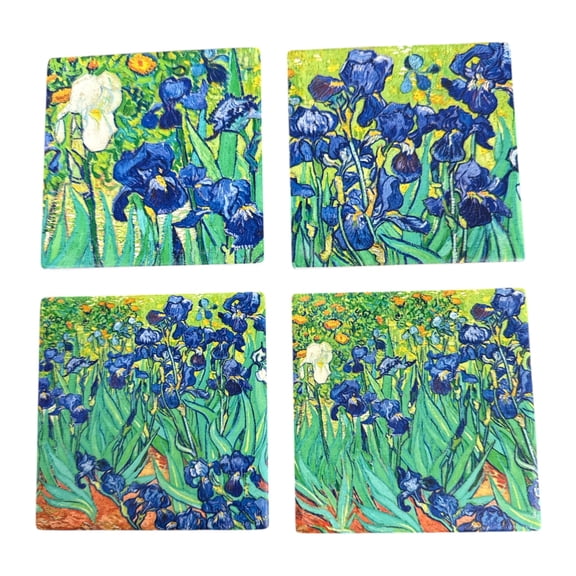 Accent by RainCaper Van Gogh “Irises” Ceramic Square Coasters 4 Count