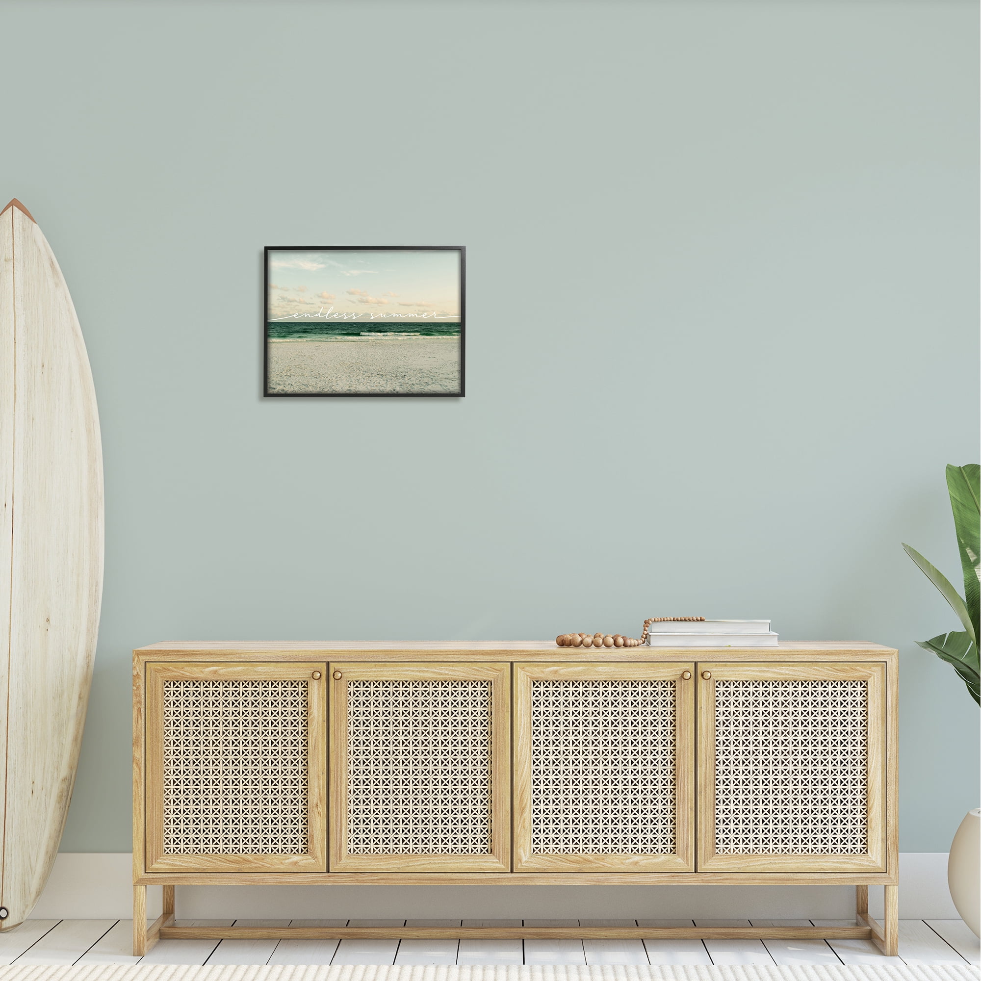 Stupell Endless Summer Beach Coast Waves Landscape Painting Black Framed Art Print Wall Art