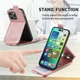 thumbnail image 4 of SaniMore for iPhone 15 Pro Magnetic Closure Top & Bottom Flip Wallet Case, Premium PU Leather Cover with Car Mount Card Slot & Adjustable Kickstand Full Body Protective Shell, Rosegold, 4 of 9