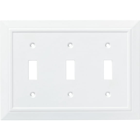 Franklin Brass Classic Architecture (1-Pack) Decorative Light Switch Cover Wall Plates Pure White 3-Gang Wall Plate Toggle Plate Guards Electrical Outlet Guard W35249-PW-C