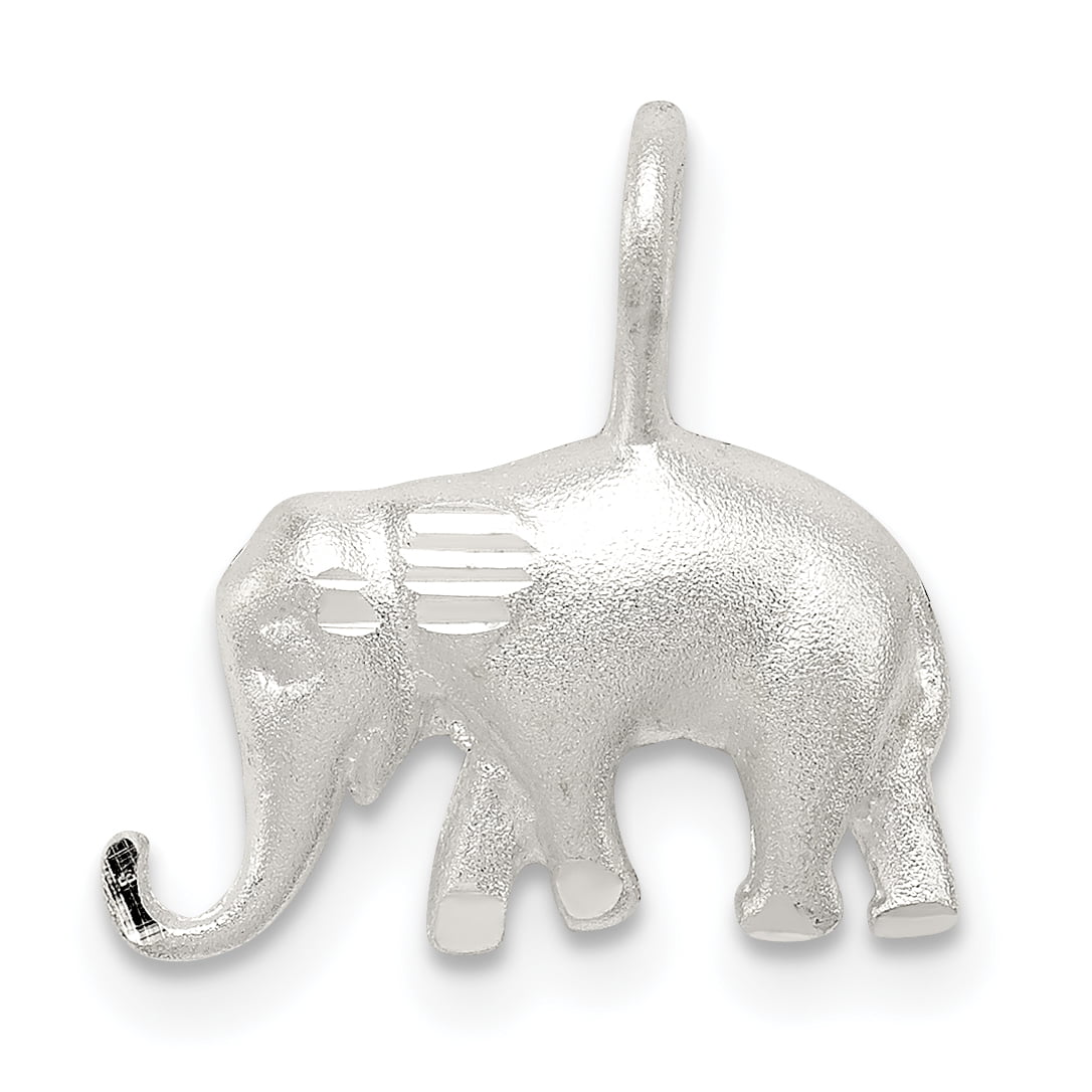Beautiful Sterling silver 925 sterling Sterling Silver Satin Diamond-cut Elephant Pendant 