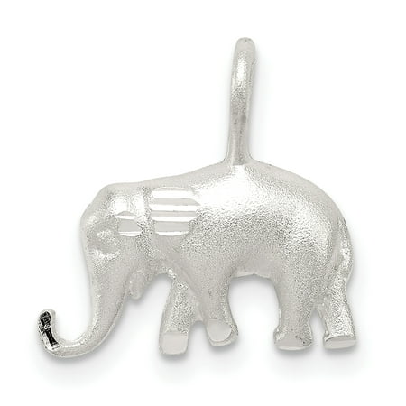 Sterling Silver Satin Diamond-cut Elephant