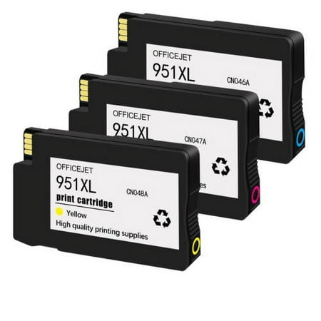 Colors Compatible Ink Cartridge Replacement for HP 951XL 951 XL for Officejet Pro 8600 8610 8100 8615 8620 8630 8660 251dw Printer (Cyan, Magenta, Yellow)