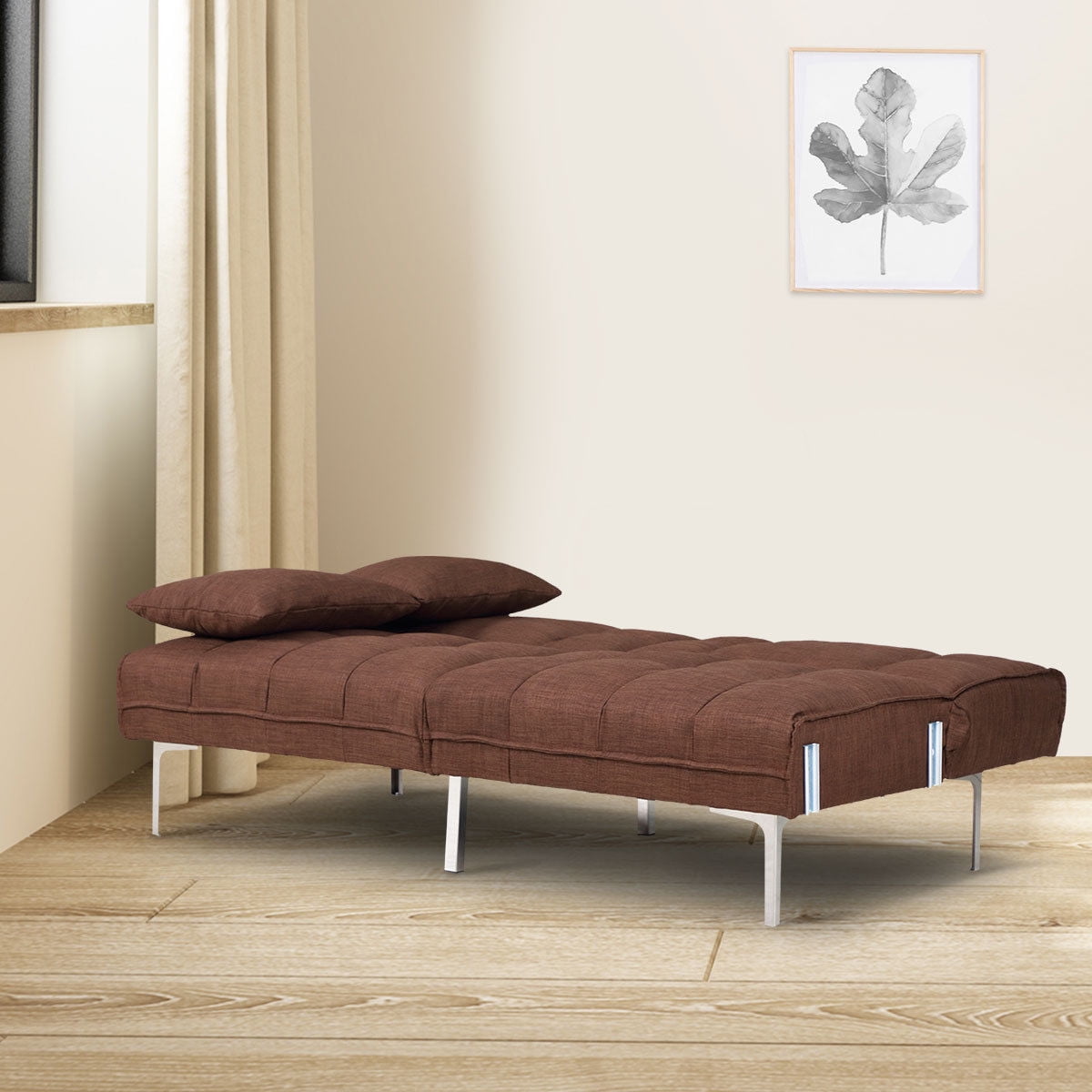 Costway Futon Sofa Sleeper Loveseat Convertible Bed Adjule Costway Futon Sofa Sleeper Loveseat Convertible Bed Adjule Armrests Backrests
