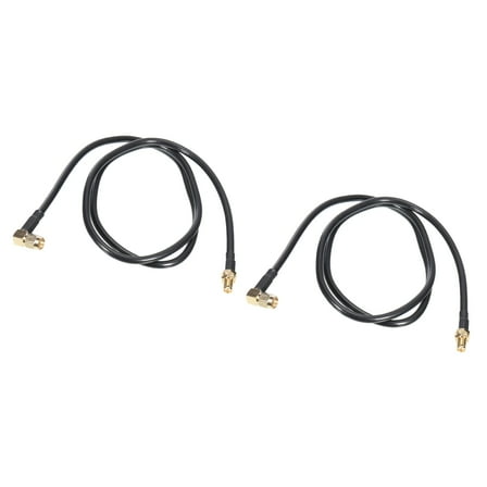 RG58 Coaxial Cables,SMA Male Right Angle to SMA Female Bulkhead Mount Low Loss RF Coaxial Cable 3FT Black 2Pcs