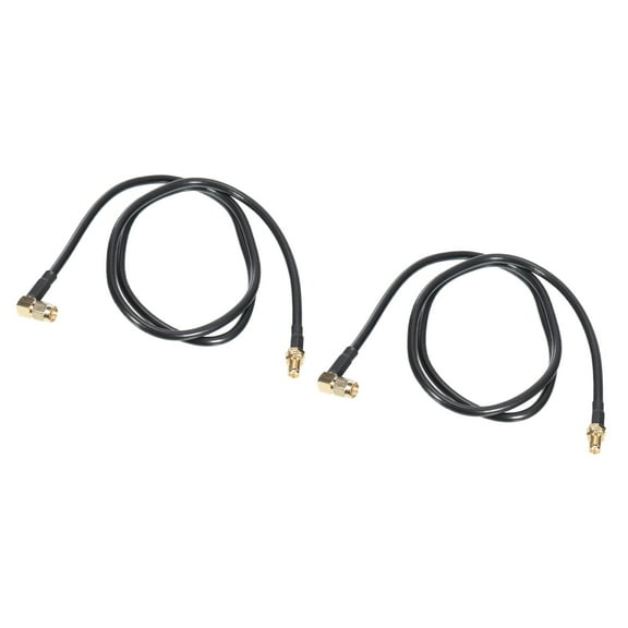 RG58 Coaxial Cables,SMA Male Right Angle to SMA Female Bulkhead Mount Low Loss RF Coaxial Cable 3FT Black 2Pcs