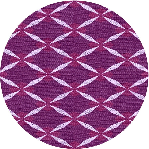 Ahgly Company Indoor Round Patterned Medium Violet Red Pink Area Rugs, 6' Round
