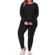 thumbnail image 2 of Conjunto de ropa interior térmica para mujer de tallas grandes Agnes Orinda, camiseta de manga larga forrada de felpa y leggings suaves, pantalones largos 2X en negro, 2 of 5