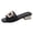 Black, variant on Womens Buckles Crochet Woven Dressy Slip on Sandals Ladies Fashion Casual Square Toe Chunky Block Low Heels Open Back Slides Metallic Glitter Summer Dress Mules Slippers Black Size 8.5
