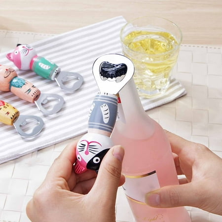 

Meizhencang Bottle Opener Cartoon Pattern Labor-saving 4 Colors Magnet Bottle Can Opener for Home