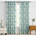 thumbnail image 1 of Vargottam Cotton Curtains for Windows - 3-in-1 Rod Pocket/Back Tab Short Window Drapes - Light Filtering Cotton Panels - Set of 2, 52"x63" - Botanical Vine Design (Blue), 1 of 8