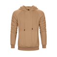 thumbnail image 2 of SWSMCLT Men's Fleece Pullover Hoodie Hooded Long Sleeve Sweatshirt Soft Solid Spring Fall Top Drawstring Lightweight Khaki 38, 2 of 4
