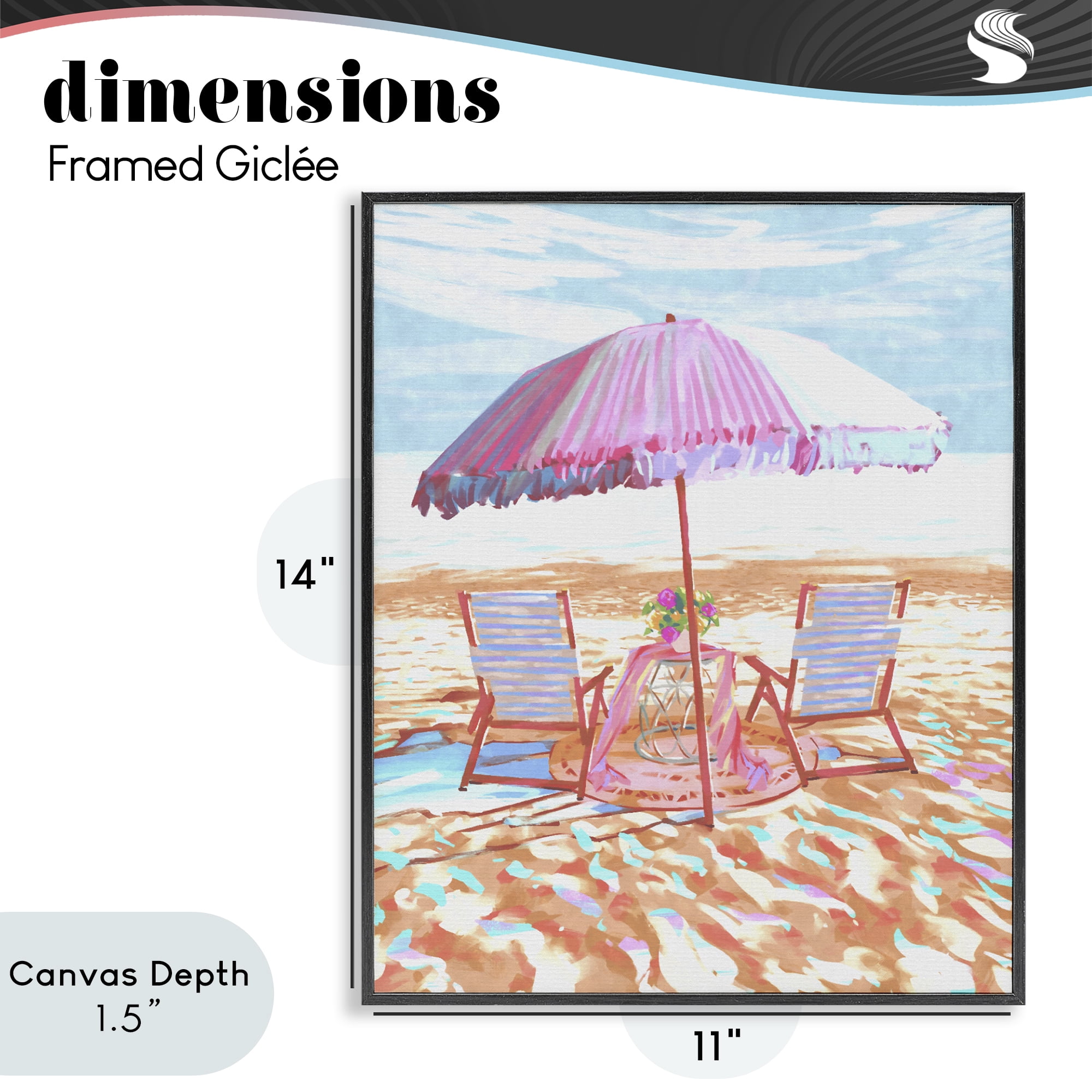 Stupell Industries Seaside Summer Picnic For Two Black Framed Giclee Art, design by Ziwei Li