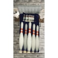 thumbnail image 3 of Ambesonne Bowling Party Quilted Bedspread Set 2 Pcs, Pins on Alley, Twin Size, Dark Blue White Red, 3 of 3