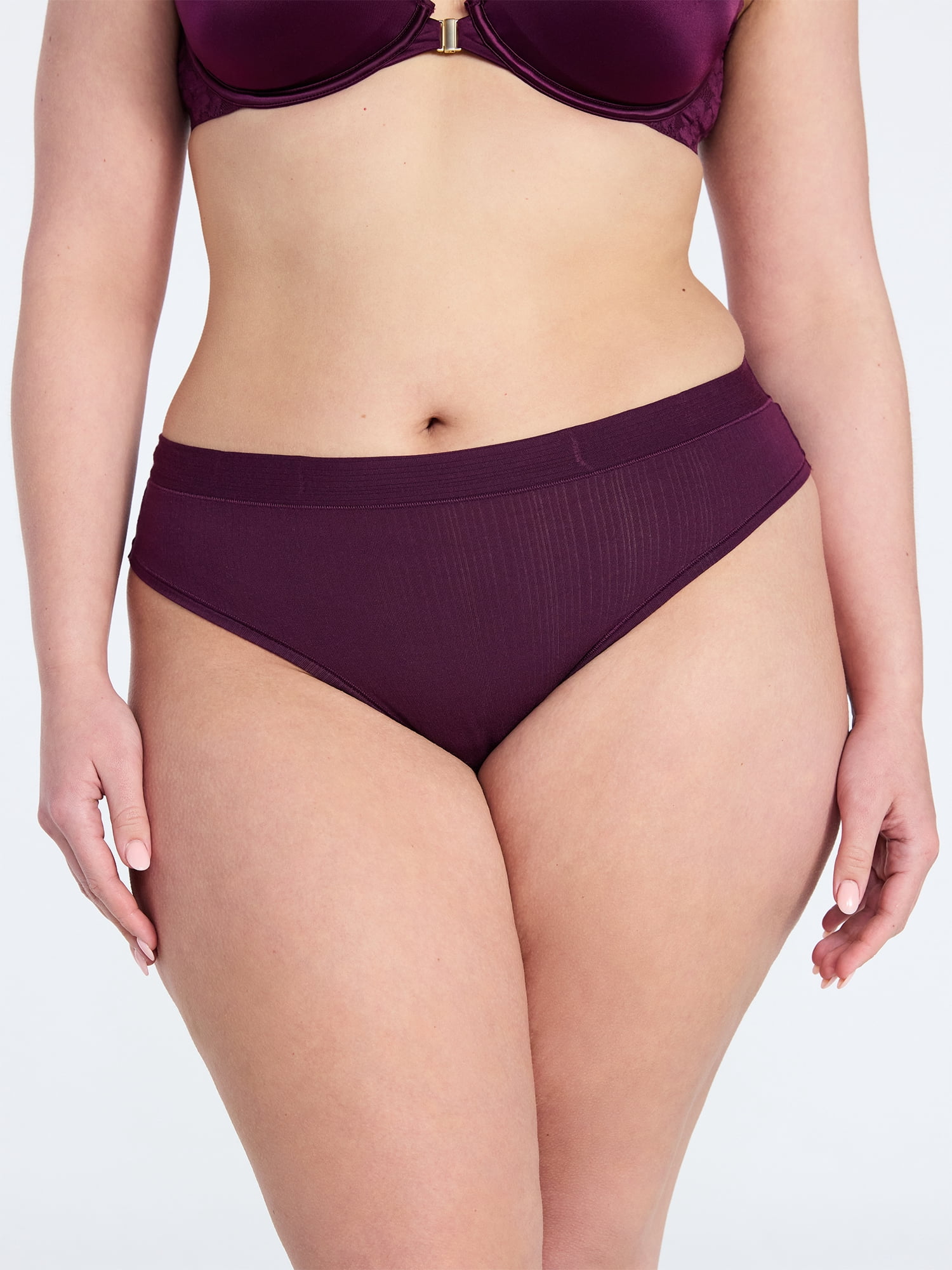 Joyspun Women's Ribbed Modal Thong Panties, 3-Pack, Sizes XS-3XL