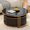 thumbnail image 4 of Harper & Bright Designs Round Nesting Coffee Table Set of 2, Metal Fluted Center Table with 2 Storage Drawers for Living Room, Black 27.6", 4 of 13