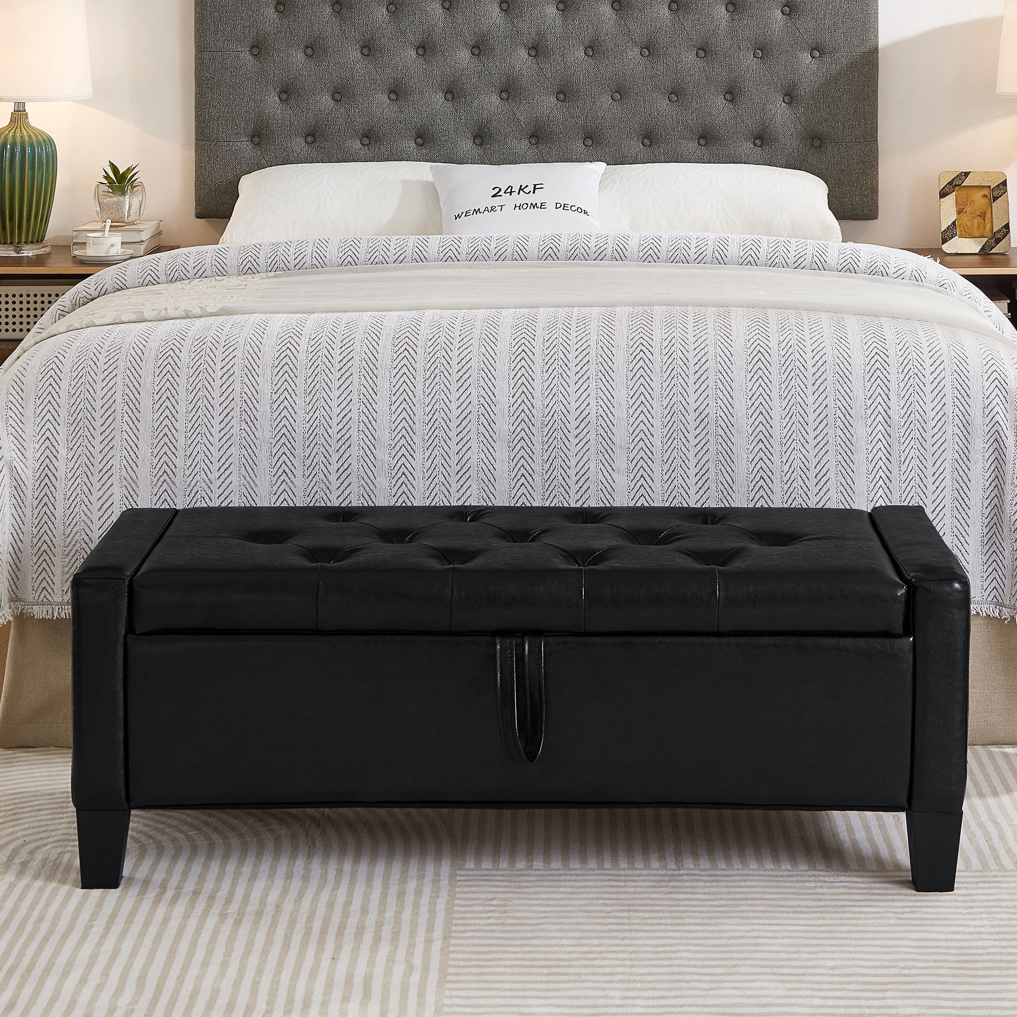 Ottoman with Storage, Storage Ottoman Bench with Safety Hinge 350 lbs Weight, Upholstered Entryway Bench with Seating