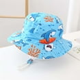 thumbnail image 2 of Sun Hat Kids Boys and Girls Adjustable Sun Hat Outdoor Casual Lightweight Breathable Bucket Hat with Cartoon Whale Shark Fruit Prints Toddler Boy Sun Hat 2 Years-4 Years Blue, 2 of 3