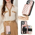 thumbnail image 2 of Allytech Crossbody Wallet Case for iPhone 11 Pro, Quilted PU Leather Zipper Handbag Purse Flip Kickstand Folio Card Slots Holder Wrist Strap Lanyard Cover for iPhone 11 Pro 5.8", Rosegold, 2 of 6