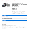 thumbnail image 2 of Front Brake Pad and Rotor Kit - Compatible with 1979 - 1981 Oldsmobile Cutlass Supreme 1980, 2 of 2