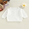 thumbnail image 2 of Infant Baby Girl Sweet Cardigan Solid Color  Neck Long Sleeve Knitted Coat Spring Summer Button-Down Sunscreen Outerwear, 2 of 7