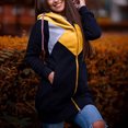 thumbnail image 2 of Camiseta de manga larga para mujer a la moda, blusa de retazos de otoño, cárdigan con capucha, abrigo con bolsillo y cremallera, Tops Fridja  BV0+5123, 2 of 4