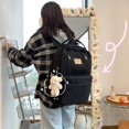 thumbnail image 2 of Preppy Backpack Bear Pendant Student Large Capacity School Girl Bookbag (Blue), 2 of 9