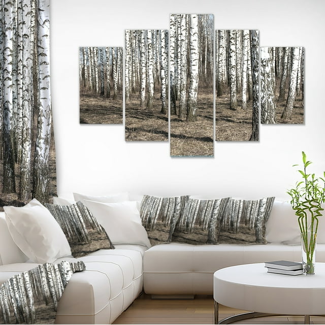 Belle Vue de Forêt de Bouleaux Dense - Art Moderne sur Toile de Forêt