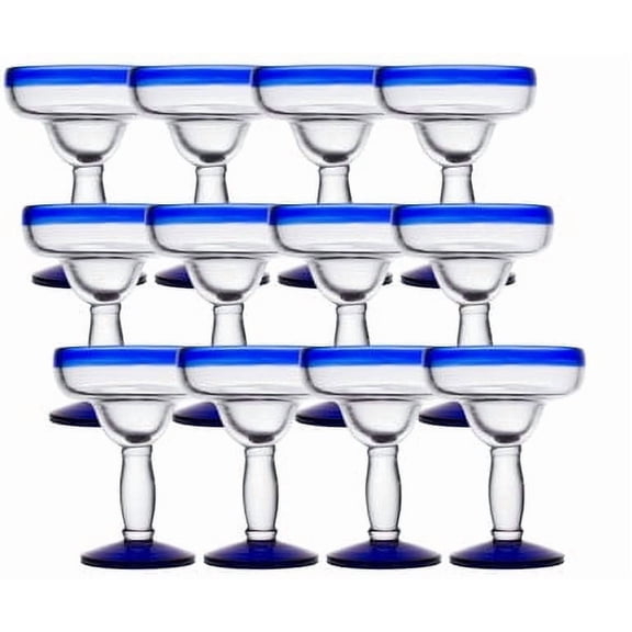 Libbey Aruba 12 oz Margarita Glass with Cobalt Blue Rim & Base - 12/Case