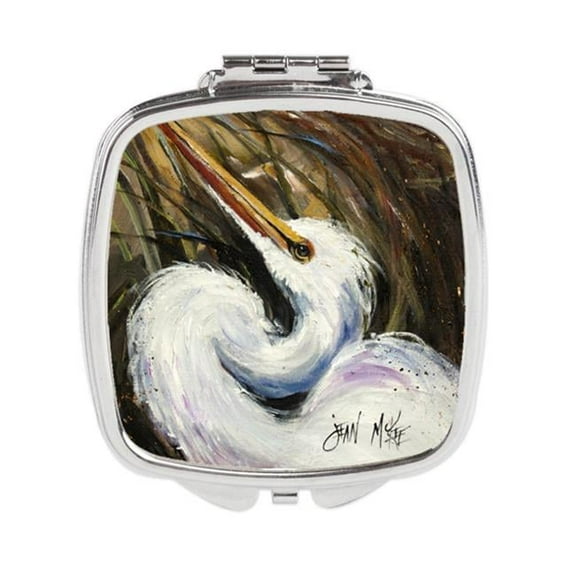 White Egret Compact Mirror