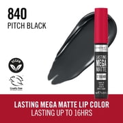 RIMMEL Lasting Mega Matte Liquid Lipstick, 840 Pitch Black, 0.25 fl oz