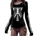 thumbnail image 2 of Yuhangmm Halloween Tshirts Women Halloween Skeleton Printed T Shirt with Cool Skeleton Design for Holiday Wear White L, 2 of 5