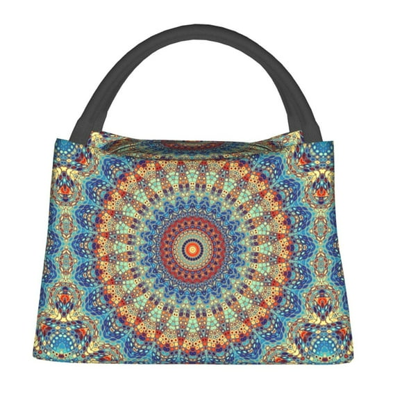 Gaeub Round Mandala Collapsible Cooler Bag Insulated,Leakproof Food Bag for Hot or Cold Food Delivery,Travel Insulated Bag, or Beach Cooler Bags
