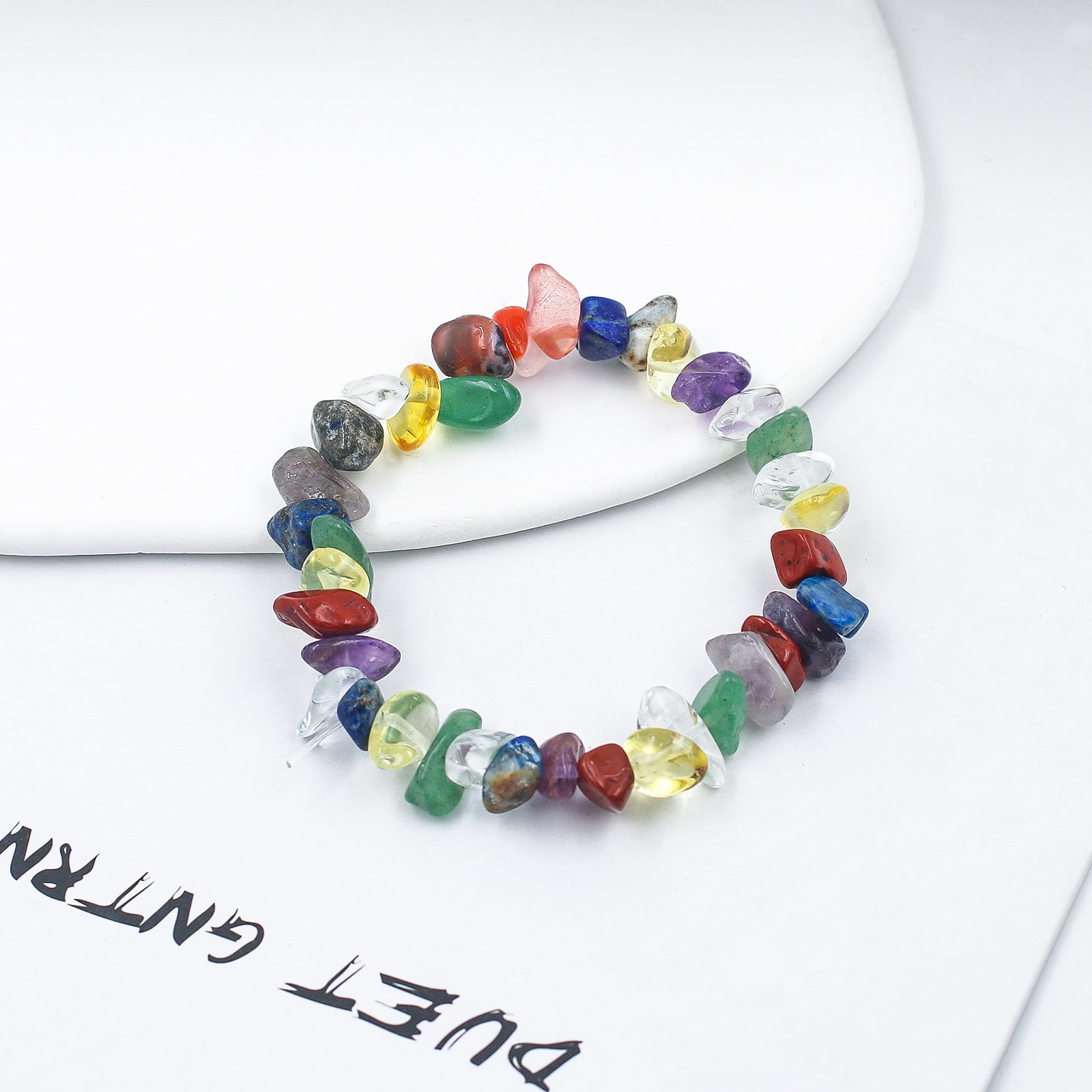 Natural Chip Stone Beads Hole Drilled DIY, Multi-Color Irregular Chips Stones, Crushed Chunked Crystal with Hole 5mm to 8mm, for Jewelry Making Decor DIY Crafts